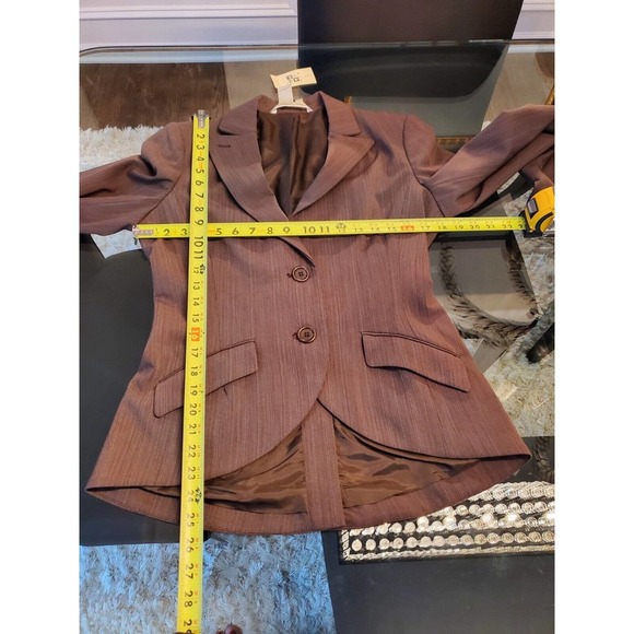Max Studio Brown Polyester Single Breasted Two Buttons Fitted Blazer 10 NWT $198 - Picture 12 of 12